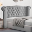 Ver imagem 2 de Cabeceira Cama Box Casal Queen Size Adelle 160cm Com Frame Linho Cinza - Desk Design
