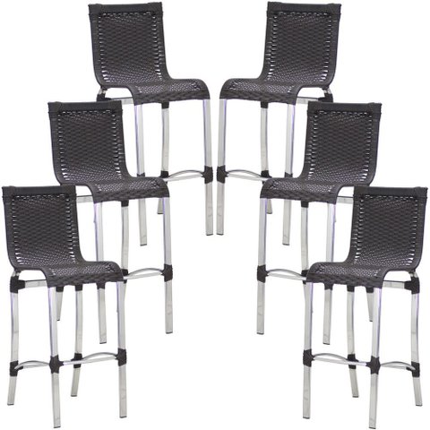 Conjunto de 6 Banquetas Jl em Alumínio para Balcão, Cozinha, Edícula Trama Original