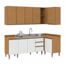 Ver imagem 2 de Cozinha de Canto Compacta Paris 6 Peças com Balcão 120cm Freijó/Branco