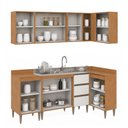 Ver imagem 4 de Cozinha de Canto Compacta Paris 6 Peças com Balcão 120cm Freijó/Branco