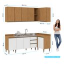 Ver imagem 3 de Cozinha de Canto Compacta Paris 6 Peças com Balcão 120cm Freijó/Branco