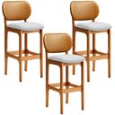 Ver imagem 1 de Kit 3 Banquetas Alta Bar Cozinha Jantar Betta L02 Imbuia Couríssimo Whisky Linho Cinza - Lyam