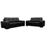 Jogo de Sofá 2 e 3 Lugares Sala de Estar Milano Couro Preto - Gran Belo - 8
