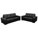 Ver imagem 1 de Jogo de Sofá 2 e 3 Lugares Sala de Estar Milano Couro Preto - Gran Belo