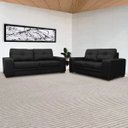 Ver imagem 6 de Jogo de Sofá 2 e 3 Lugares Sala de Estar Milano Couro Preto - Gran Belo