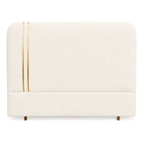Cabeceira Glória Estofada Boucle Off White com Detalhes Dourados King 1,95