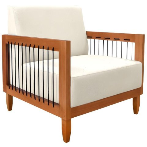 Poltrona Decorativa Lorena Sala de Estar Recepção Escritório Linho Cor:rustico Natural