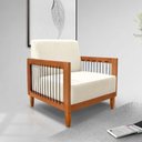 Ver imagem 2 de Poltrona Decorativa Lorena Sala de Estar Recepção Escritório Linho Cor:rustico Natural