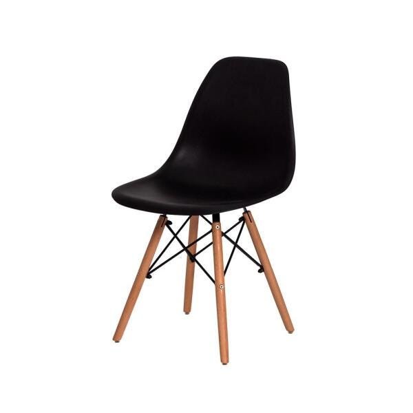 Kit 4 Cadeiras Eiffel Eames Preta Base Madeira - 2