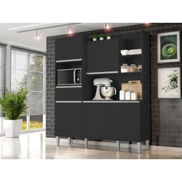 Kit Cozinha Compacta 160cm com 5 Portas 1 Gaveta Isabel Preto - Ajl Móveis - 3