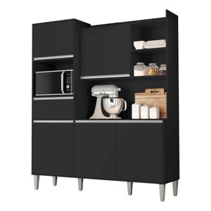 Kit Cozinha Compacta 160cm com 5 Portas 1 Gaveta Isabel Preto - Ajl Móveis
