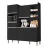 Kit Cozinha Compacta 160cm com 5 Portas 1 Gaveta Isabel Preto - Ajl Móveis - 1