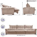 Ver imagem 2 de Sofá Retrátil e Reclinável 4,15m Cama inBox Big Fresh com SoftGel D40 Velupluma Bege