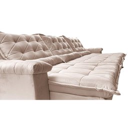 Sofá Retrátil e Reclinável 4,15m Cama inBox Big Fresh com SoftGel D40 Velupluma Bege - 4
