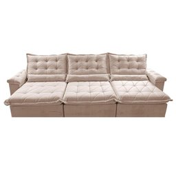 Sofá Retrátil e Reclinável 4,15m Cama inBox Big Fresh com SoftGel D40 Velupluma Bege - 5