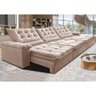 Sofá Retrátil e Reclinável 4,15m Cama inBox Big Fresh com SoftGel D40 Velupluma Bege - 1