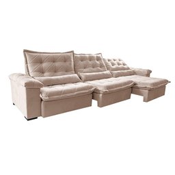 Sofá Retrátil e Reclinável 4,15m Cama inBox Big Fresh com SoftGel D40 Velupluma Bege - 8