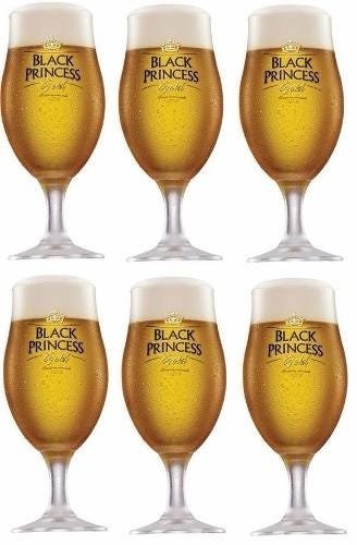 KIT de 6 Taças De Cristal Para Cerveja Black Princess Gold 300ml - 1