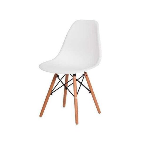 Cadeira de Jantar Charles Eiffel Eames Dsw Branco Base Madeira