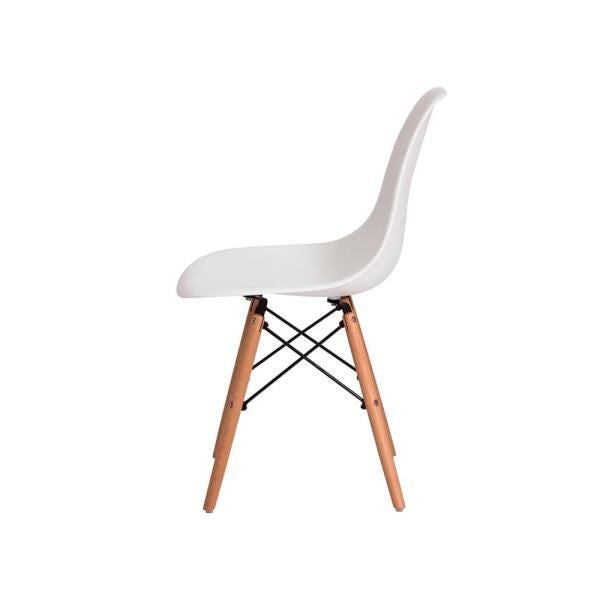 Kit 3 Cadeiras de Jantar Charles Eiffel Eames Branco Base Madeira - 4