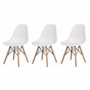 Ver imagem 1 de Kit 3 Cadeiras de Jantar Charles Eiffel Eames Branco Base Madeira