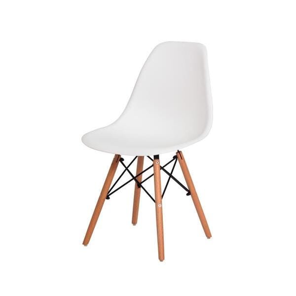 Kit 3 Cadeiras de Jantar Charles Eiffel Eames Branco Base Madeira - 2