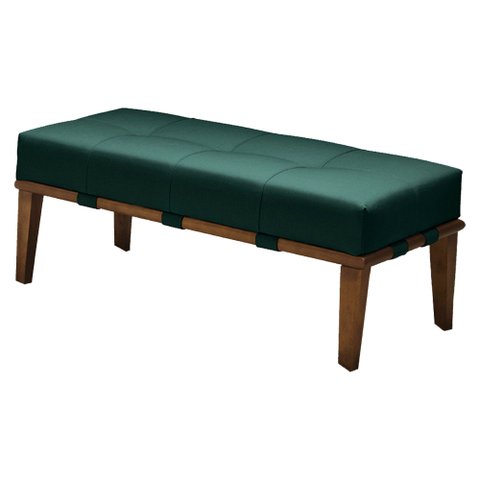 Puff Decorativo 100cm Martínez Veludo Pés Madeira Verde/Mel - Gran Belo