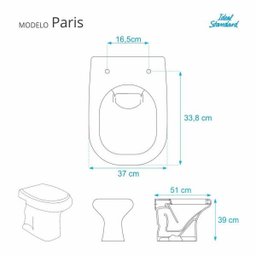 Assento Sanitário Almofadado Paris Bone (Bege Claro) para Vaso Ideal Standard - 3