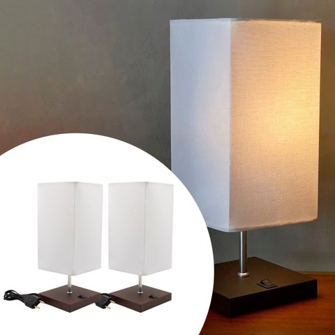 Kit 2 Abajur Luminaria de Mesa Quadrado com Interruptor Ref 49 Decoração Casa Sala Quarto Escritório