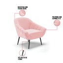 Ver imagem 6 de Kit 01 Namoradeira 02 Lugares e 02 Poltronas Giovana Suede Pés Palito De Ferro - D’Rossi - Rosa Bebê