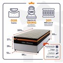 Ver imagem 4 de Conjunto Cama Box Branco com Molas Ensacadas Sirius Preto Solteiro 96x203x65