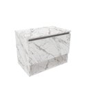 Ver imagem 2 de Balcão Armário Suspenso 60cm Gabinete sem Cuba 1 Porta 1 Nicho para Banheiro Cor Branco Mármore