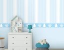 Ver imagem 2 de Papel de Parede Infantil Listras e Faixa Azul Arte Destaque 3 Metros