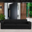 Ver imagem 6 de Sofá 3 Lugares Sala de Estar Pés Madeira Laus 2,08M Couro Preto - Gran Belo