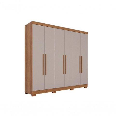 Guarda Roupa Casal 6 Portas Recife Salleto Cinamomo/off White