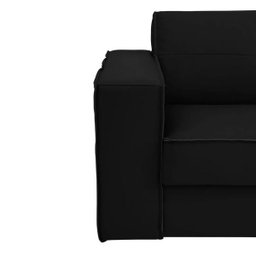 Sofá 2 Lugares Sala de Estar Pés Madeira Laus 1,58M Couro Preto - Gran Belo - 7