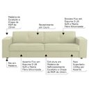 Ver imagem 2 de Sofá 2 Lugares Sala de Estar Pés Madeira Laus 1,58M Couro Off White - Gran Belo