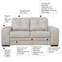 Ver imagem 2 de Sofá 2 Lugares Sala de Estar Milano 1,70m Couro Off White - Gran Belo