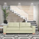 Ver imagem 6 de Sofá 3 Lugares Sala de Estar Pés Madeira Kenny 2,40m Couro Off White - Gran Belo