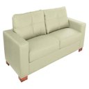 Ver imagem 1 de Sofá 2 Lugares Sala de Estar Pés Madeira Kenny 1,60m Couro Off White - Gran Belo