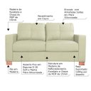 Ver imagem 2 de Sofá 2 Lugares Sala de Estar Pés Madeira Kenny 1,60m Couro Off White - Gran Belo