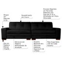 Ver imagem 2 de Sofá 4 Lugares Bipartido Sala de Estar Milano 2,60m Couro Preto - Gran Belo