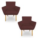Ver imagem 1 de Kit 2 Poltronas Decorativa Leticia Suede Marsala Pés Palito Castanho - Pallazio