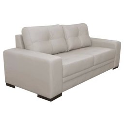 Sofá 3 Lugares Sala de Estar Milano 2,10M Couro Off White - Gran Belo - 1