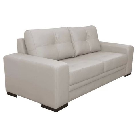 Sofá 3 Lugares Sala de Estar Milano 2,10m Couro Off White - Gran Belo
