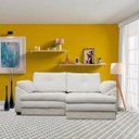 Ver imagem 5 de Sofá Retrátil 3 Lugares Bipartido Sala de Estar Piece 2,15M Couro Off White - Gran Belo