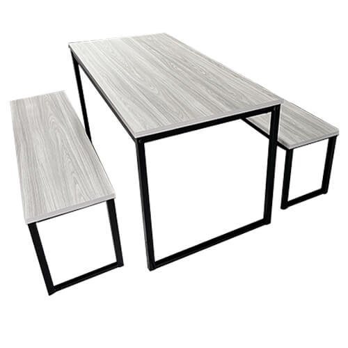 Conjunto Refeitório Industrial Mesa 152x78 e 2 Bancos Amantea/preto Realme