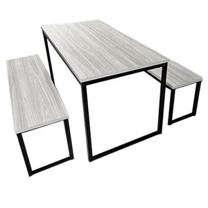 Conjunto Refeitório Industrial Mesa 152x78 e 2 Bancos Amantea/preto Realme