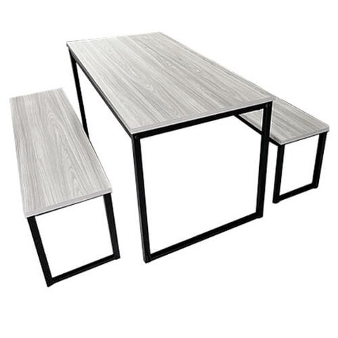 Conjunto Refeitório Industrial Mesa 152x78 e 2 Bancos Amantea/preto Realme