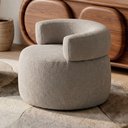 Ver imagem 1 de Poltrona Decorativa Kayce Bouclê Premium Orgânica com Plumante Bege Desk Design